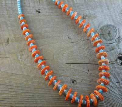 Native American Necklace Santo Coral And Turquoise